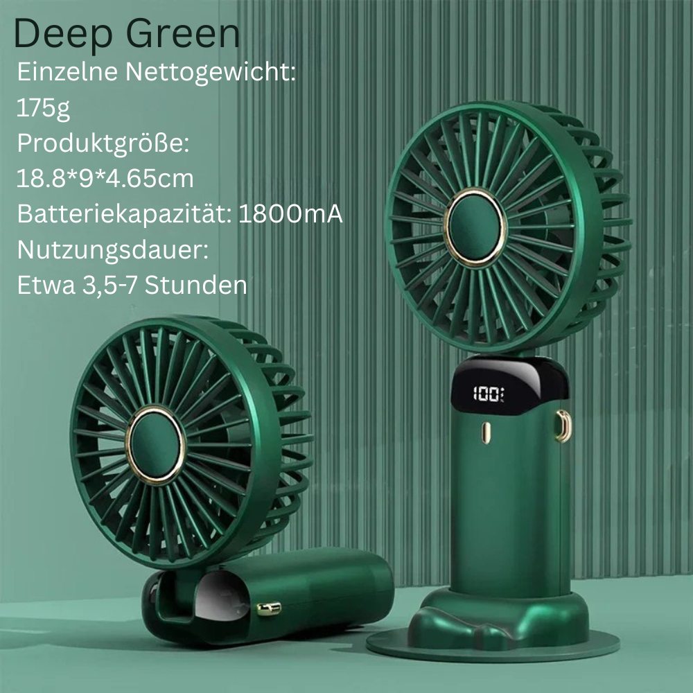 Mini USB-Handventilator – Faltbar, tragbar & leistungsstark mit 3000 mAh Akku und Handyhalter