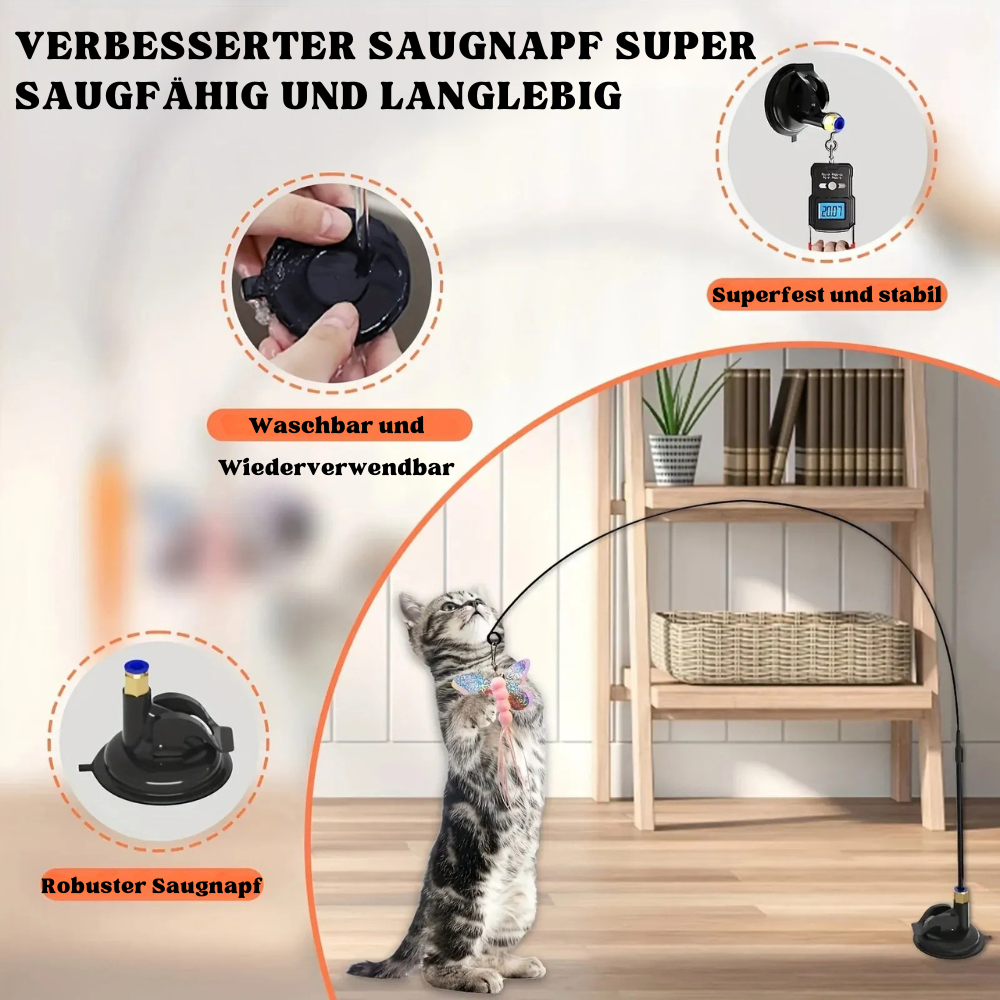 Feder-Freude: Interaktives Katzenspielzeug mit Glocke und Saugnapf