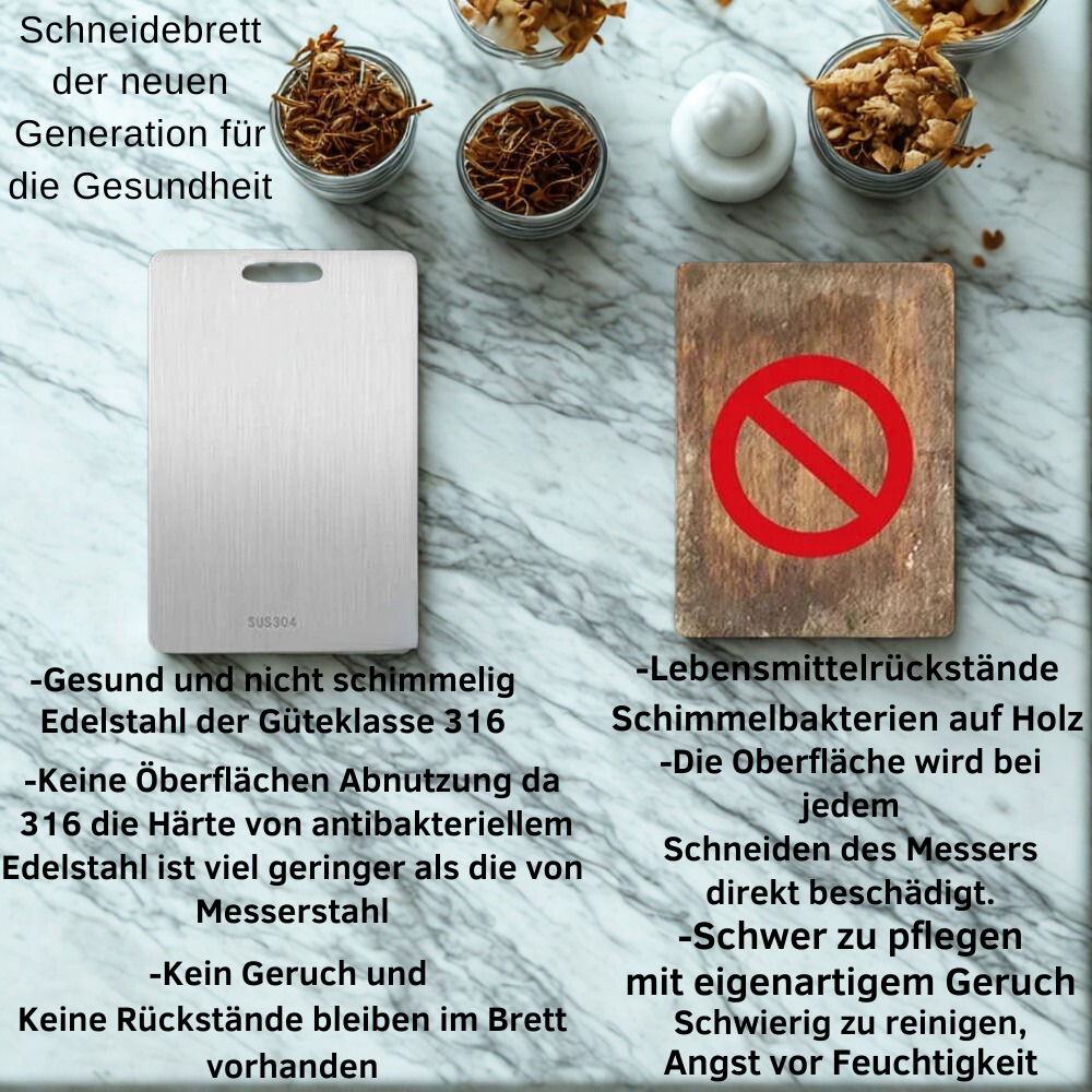 Sauber, smart, unverwüstlich! 🔪 Doppelseitiges Schneidebrett mit 316-Edelstahl – Perfekt zum Schneiden, Kneten & hygienischen Arbeiten in der Küche