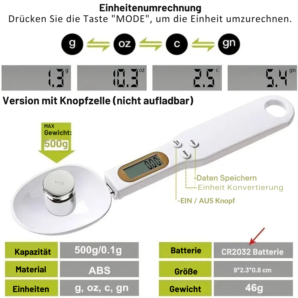 Präzision, die man schmeckt! 🥄 Digitale Mini-Löffelwaage mit LCD – Für perfekte Rezepte, exakte Kaffeegenüsse & kreative Küchenerfolge