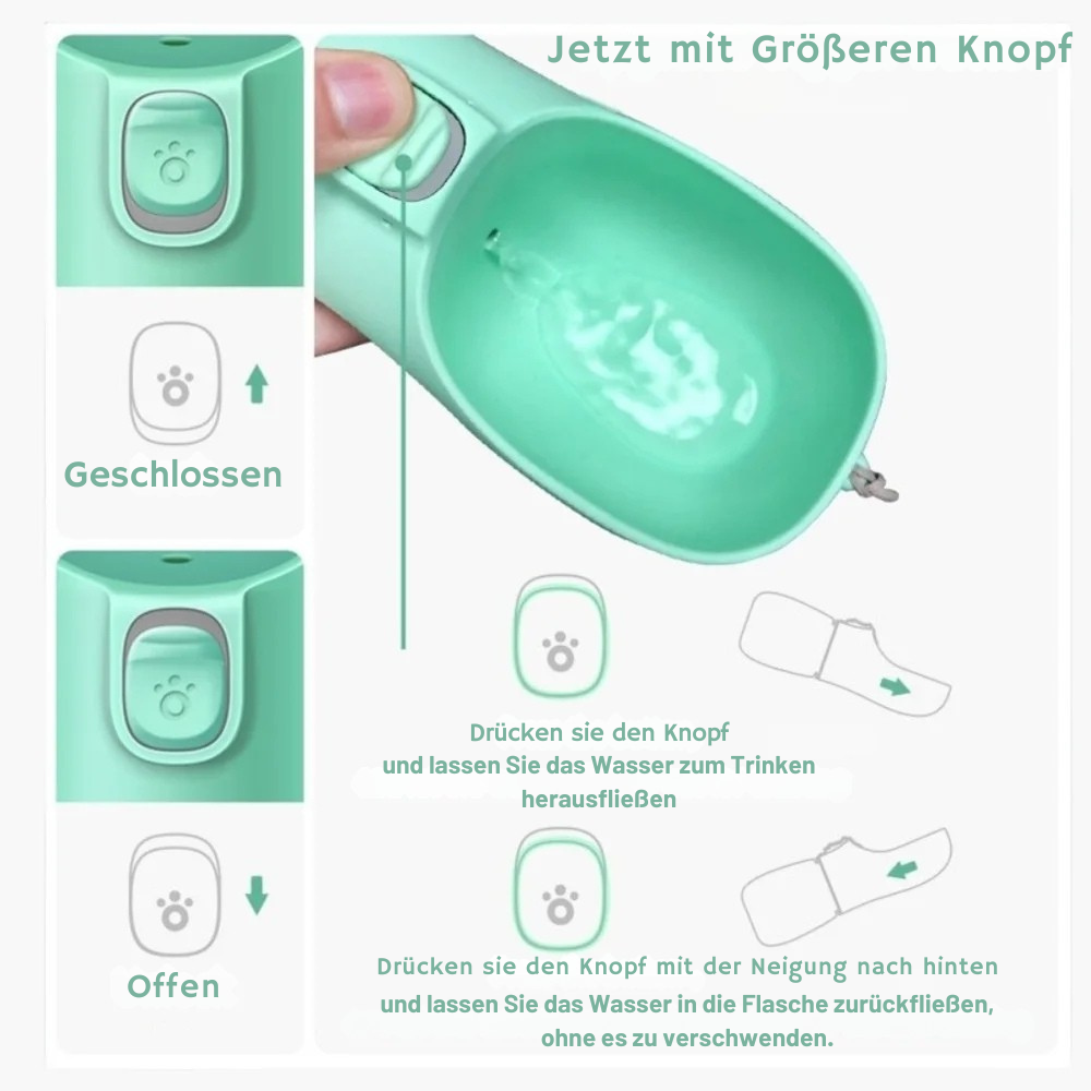 Tragbare Hundetrinkflasche mit Napf – Frisches Wasser überall