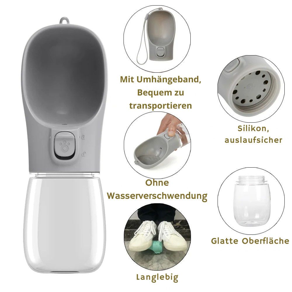 Tragbare Hundetrinkflasche mit Napf – Frisches Wasser überall