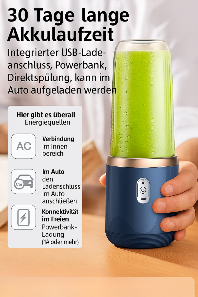 Frische Power to Go – Tragbarer Smoothie-Mixer (400 ml) mit USB-Aufladung – Frische Säfte jederzeit & überall genießen