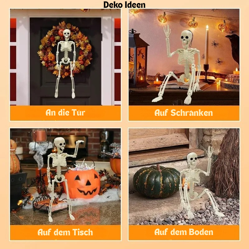 Bewegliches Halloween-Skelett 40 cm – Realistische Dekofigur in menschlicher Form | Spukhaus-, Party- & Horror-Dekoration für Innen & Außen
