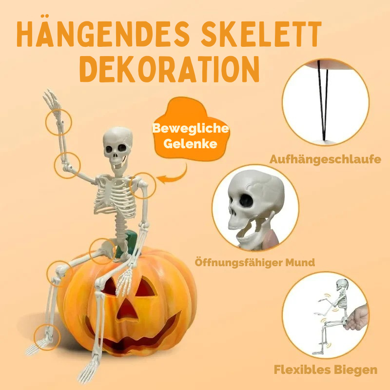 Bewegliches Halloween-Skelett 40 cm – Realistische Dekofigur in menschlicher Form | Spukhaus-, Party- & Horror-Dekoration für Innen & Außen