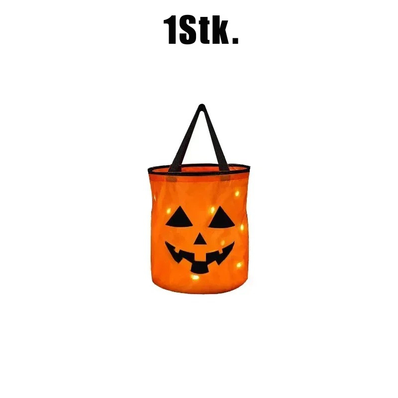 Halloween LED-Kürbis-Eimer – 1–40 Stück leuchtende Süßigkeitseimer & Trick-or-Treat Taschen | Faltbare Candy-Buckets für Kinder & Partydeko