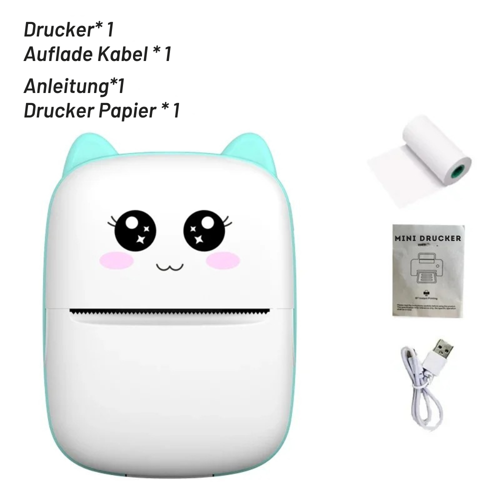 Mini Bluetooth-Thermodrucker - Süßer Mini-Katzendrucker für Fotos & Labels