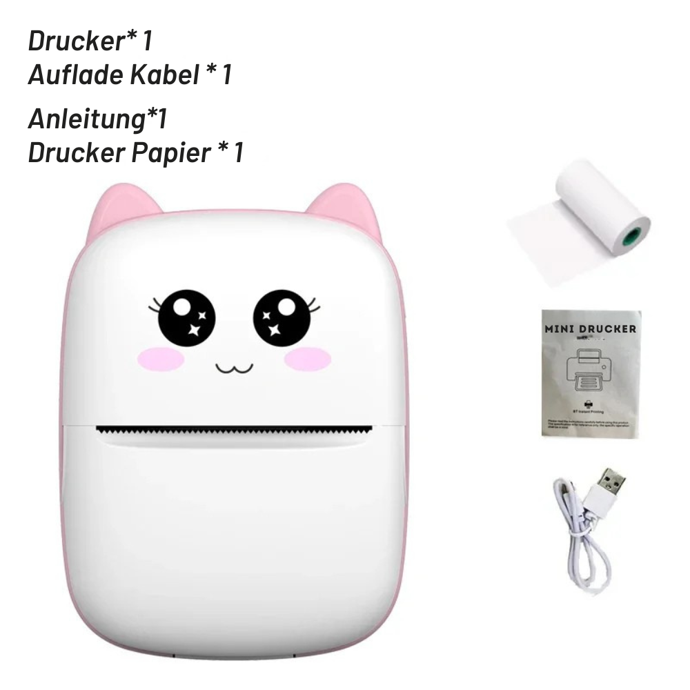 Mini Bluetooth-Thermodrucker - Süßer Mini-Katzendrucker für Fotos & Labels