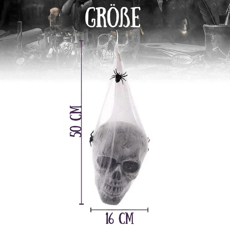 LED-Spinne mit Soundsteuerung & Spukeffekt – Gruselige Halloween-Dekoration mit Schädel & Baumwollnetz – Außen & Innen Deko