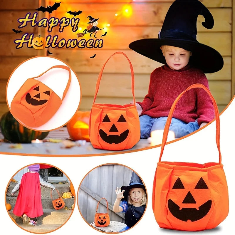 Halloween Kürbis-Tragetaschen – 1/3 Stück Filz-Süßigkeitentaschen für Kinder | Wiederverwendbare Trick-or-Treat Beutel & Deko-Handtaschen