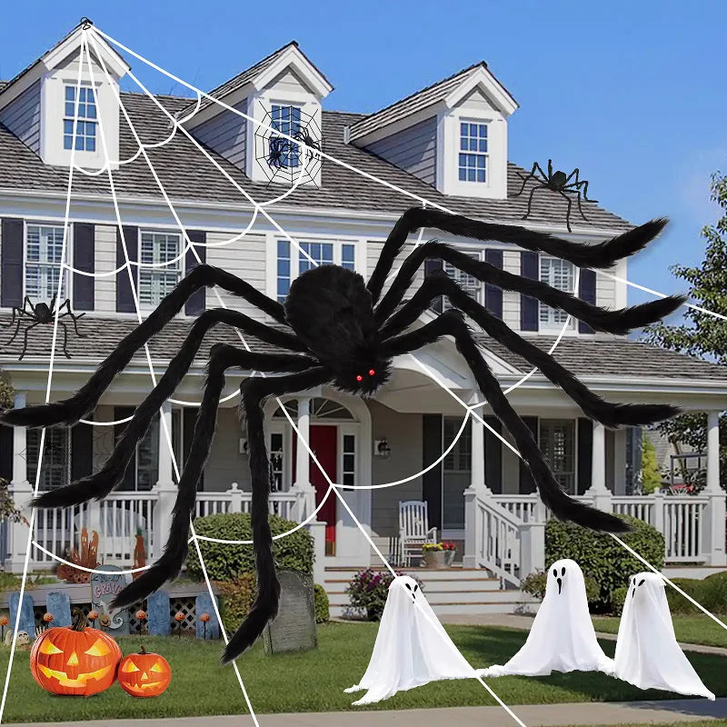 Großer Halloween-Spinnen-Dekoschild – Outdoor / Indoor Spinnennetz-Dekoration | Gigantische Spinnen-Deko für Garten, Party & Halloween