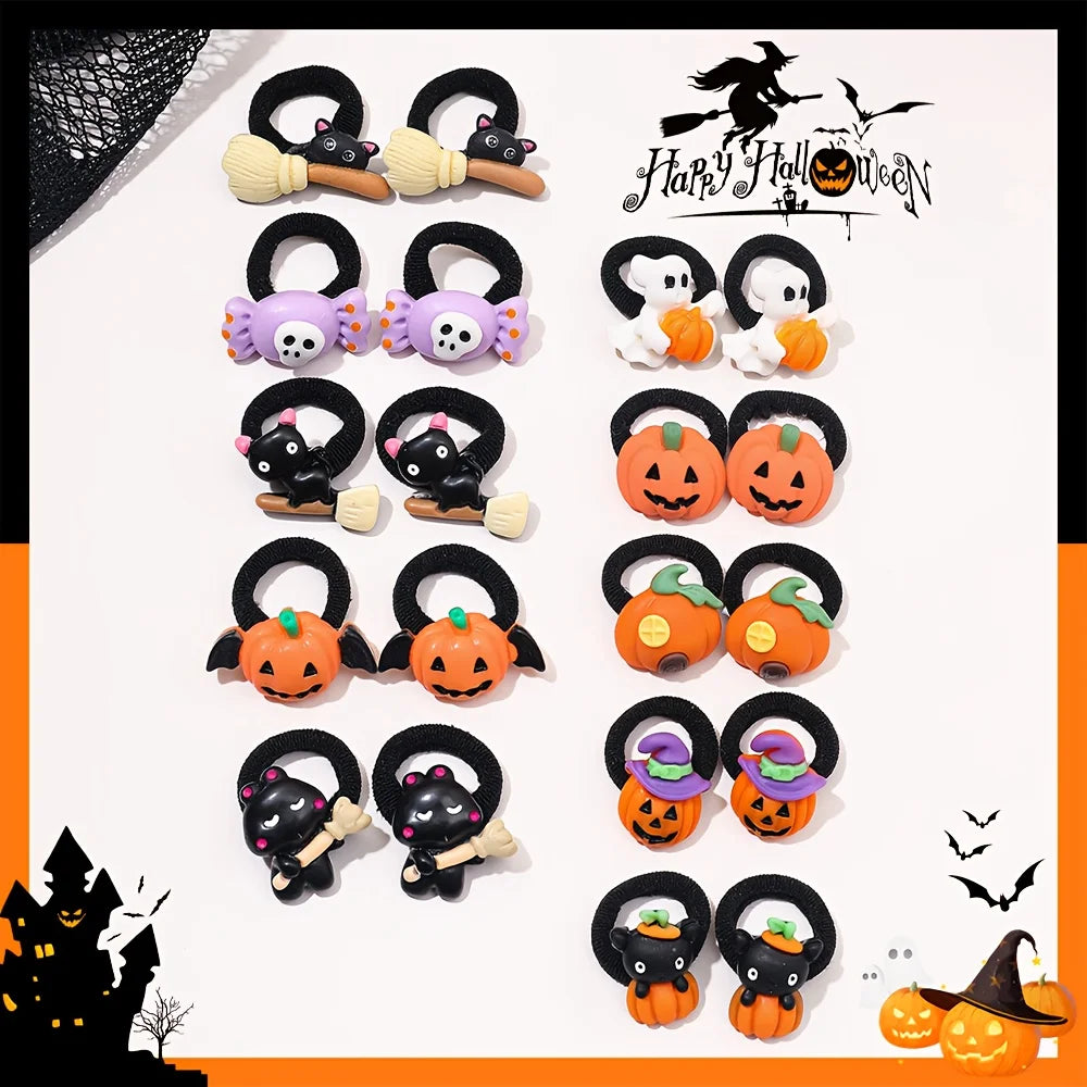 Halloween Haarringe für Kinder & Mädchen – 10-teiliges Set mit Kürbis-, Geist-, Katze- & Fledermaus-Motiven | Lustige Halloween-Accessoires & Geschenkidee