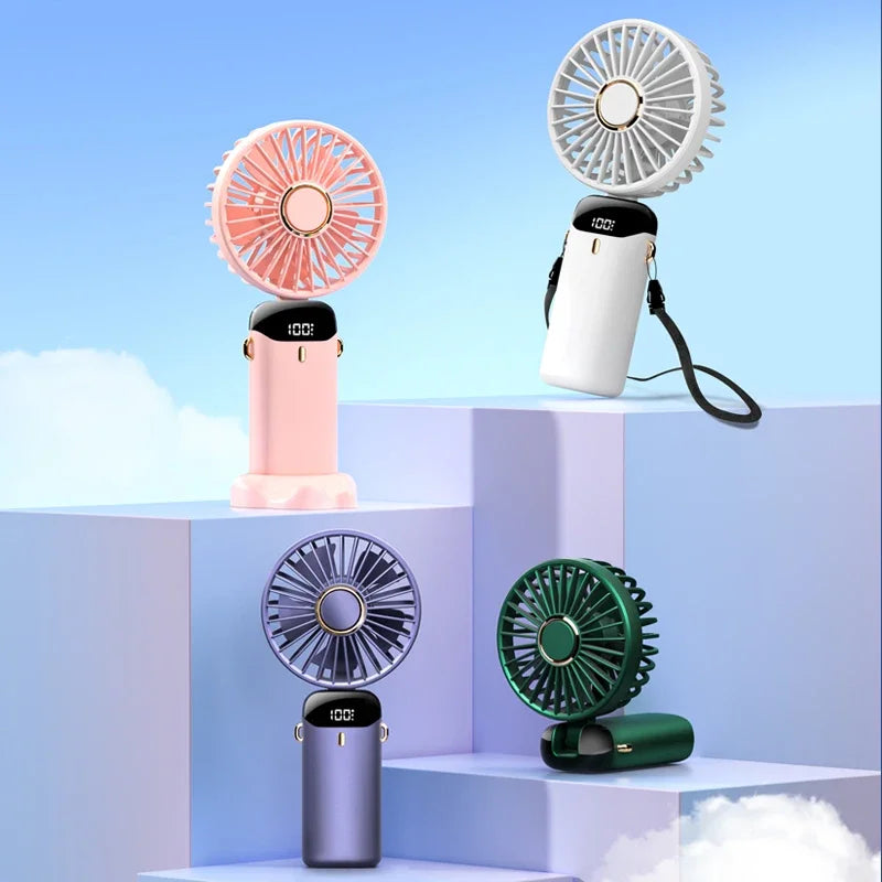 Mini USB-Handventilator – Faltbar, tragbar & leistungsstark mit 3000 mAh Akku und Handyhalter