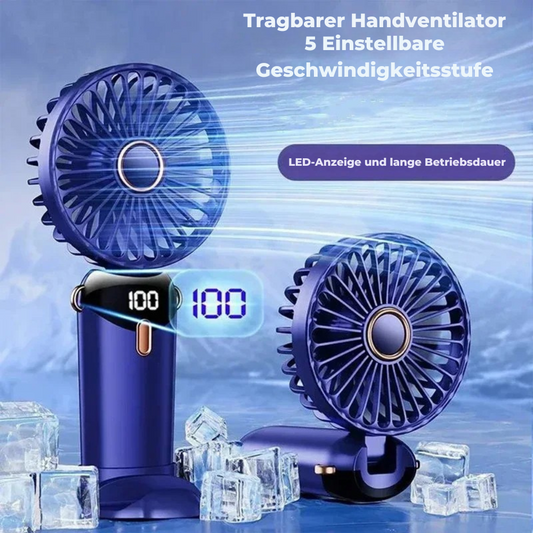 Mini USB-Handventilator – Faltbar, tragbar & leistungsstark mit 3000 mAh Akku und Handyhalter