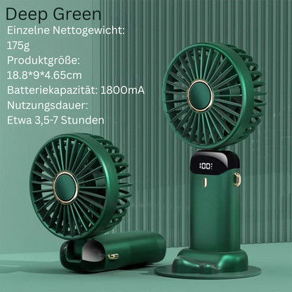 Mini USB-Handventilator – Faltbar, tragbar & leistungsstark mit 3000 mAh Akku und Handyhalter