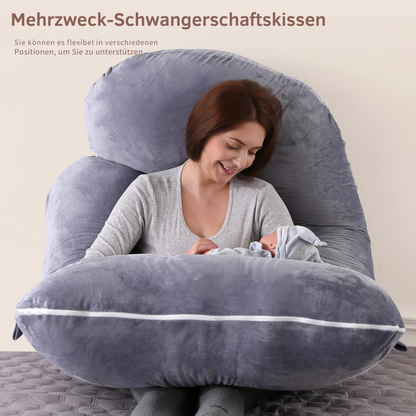 G-förmiges Schwangerschaftskissen – Ganzkörper-Umstandskissen mit abnehmbarem Bezug | Komfort & Unterstützung für den Bauch in der Schwangerschaft