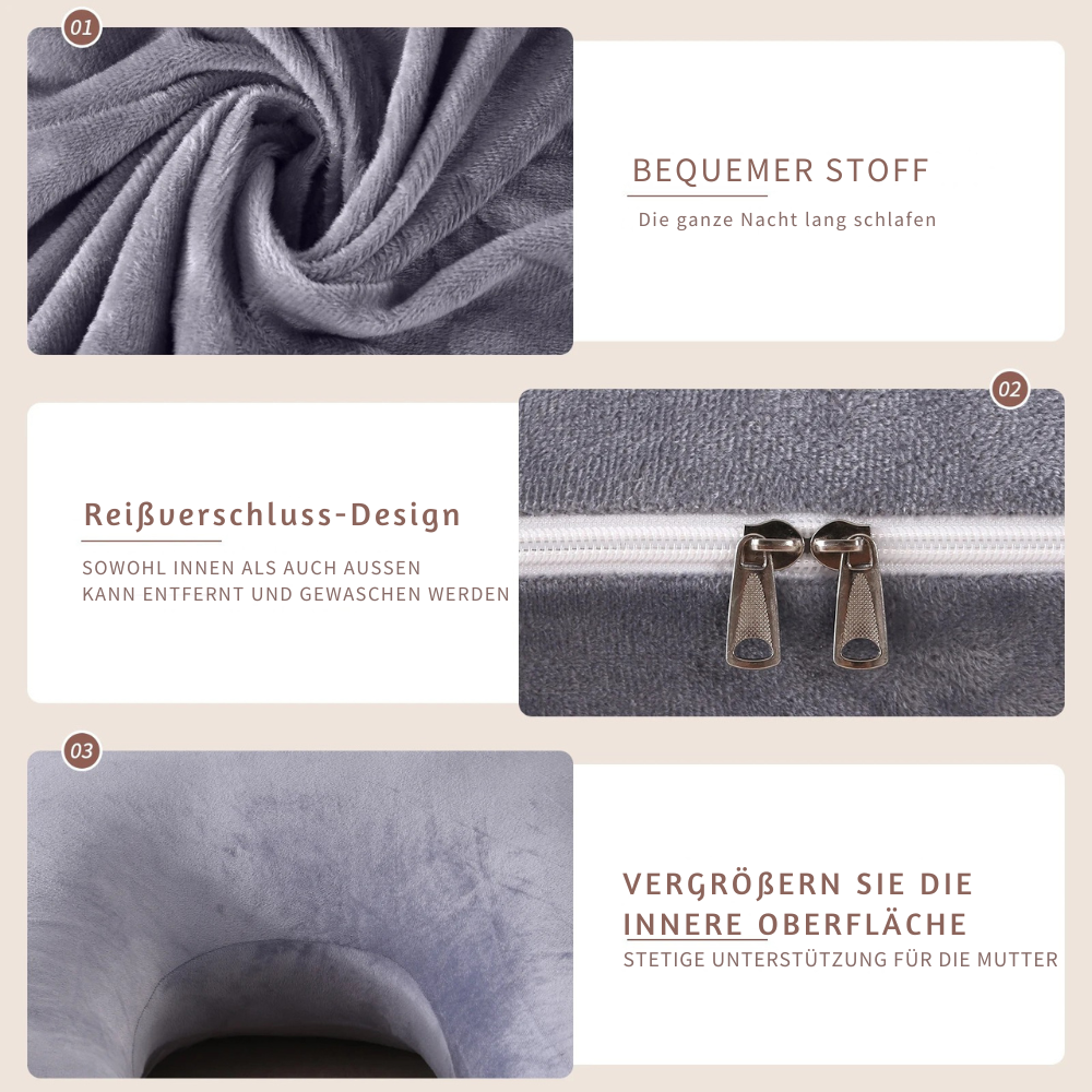 G-förmiges Schwangerschaftskissen – Ganzkörper-Umstandskissen mit abnehmbarem Bezug | Komfort & Unterstützung für den Bauch in der Schwangerschaft