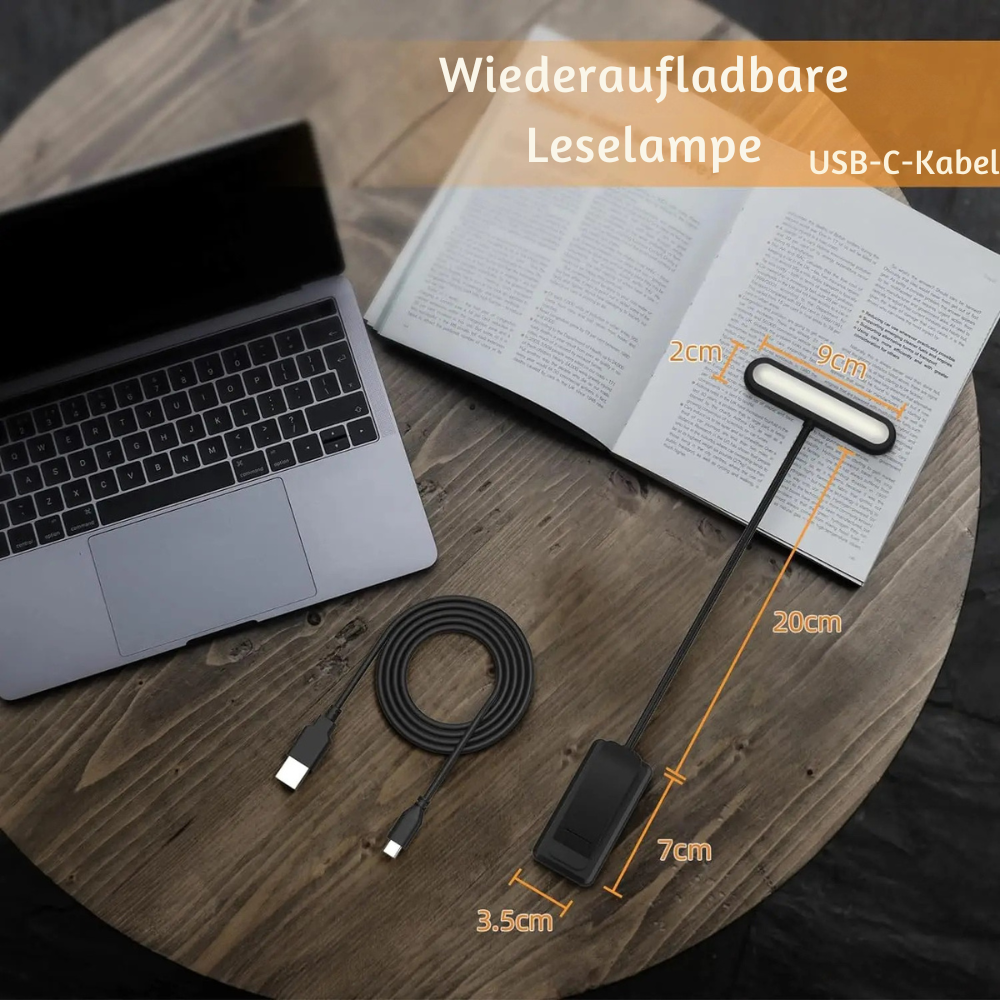 LED Buchlampe – USB Wiederaufladbare Clip-Leseleuchte mit Warm-/Kaltweiß Licht