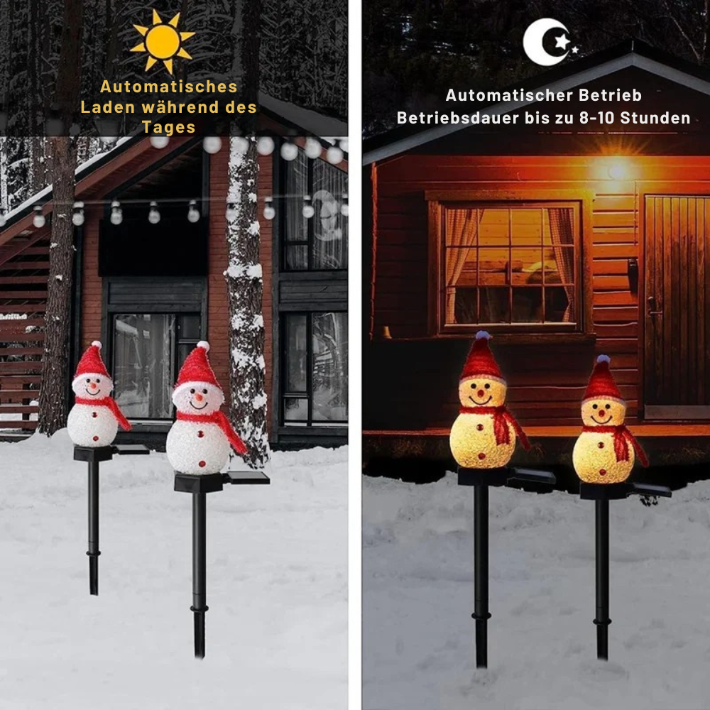 Solar Schneemann Gartenlicht – Weihnachts-Outdoor Pfahllicht mit LED & automatischer Solarbeleuchtung