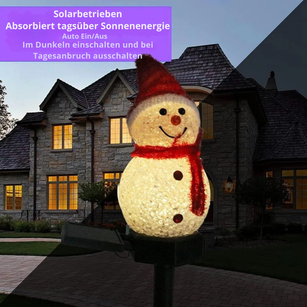Solar Schneemann Gartenlicht – Weihnachts-Outdoor Pfahllicht mit LED & automatischer Solarbeleuchtung