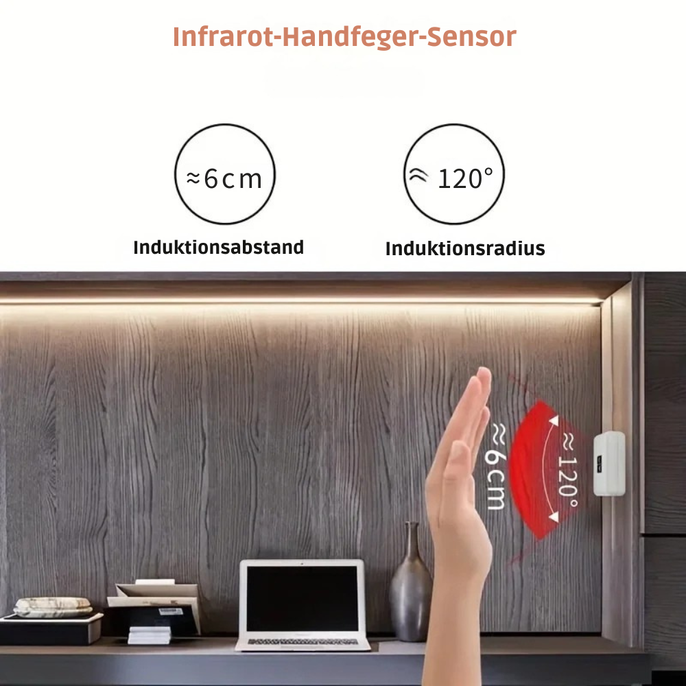 LumiScan™ – Smart USB LED Ambient Strip mit Hand-Wave Sensor & Dimmer