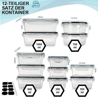 FreshKeep Vault – 12-teilige versiegelte Vorrats- & Aufbewahrungsboxen für Kühlschrank, Vorrat & Küche
