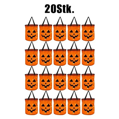 Halloween LED-Kürbis-Eimer – 1–40 Stück leuchtende Süßigkeitseimer & Trick-or-Treat Taschen | Faltbare Candy-Buckets für Kinder & Partydeko