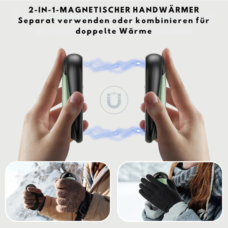 oldSky 2-in-1 Handwärmer (2 Stück) – Wiederaufladbarer Taschenwärmer mit Magnet, Digitalanzeige & Powerbank-Funktion | Geschenk & Outdoor-Begleiter