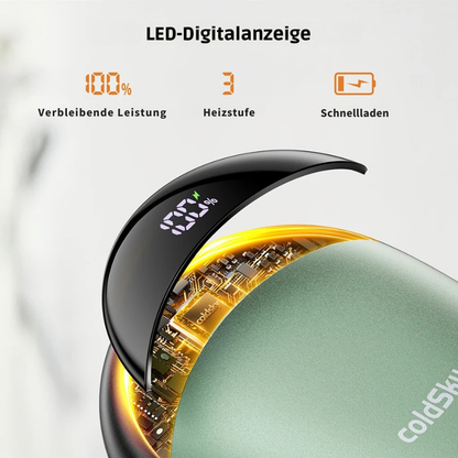 oldSky 2-in-1 Handwärmer (2 Stück) – Wiederaufladbarer Taschenwärmer mit Magnet, Digitalanzeige & Powerbank-Funktion | Geschenk & Outdoor-Begleiter