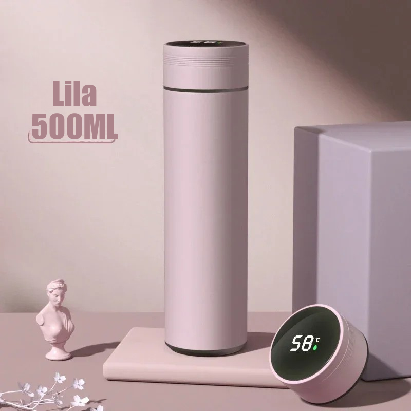 500 ml Edelstahl Thermoskanne mit Digitaler Temperaturanzeige – Vakuum Isolierflasche & Trinkbecher in einem | Geschenkidee & Alltagsbegleiter