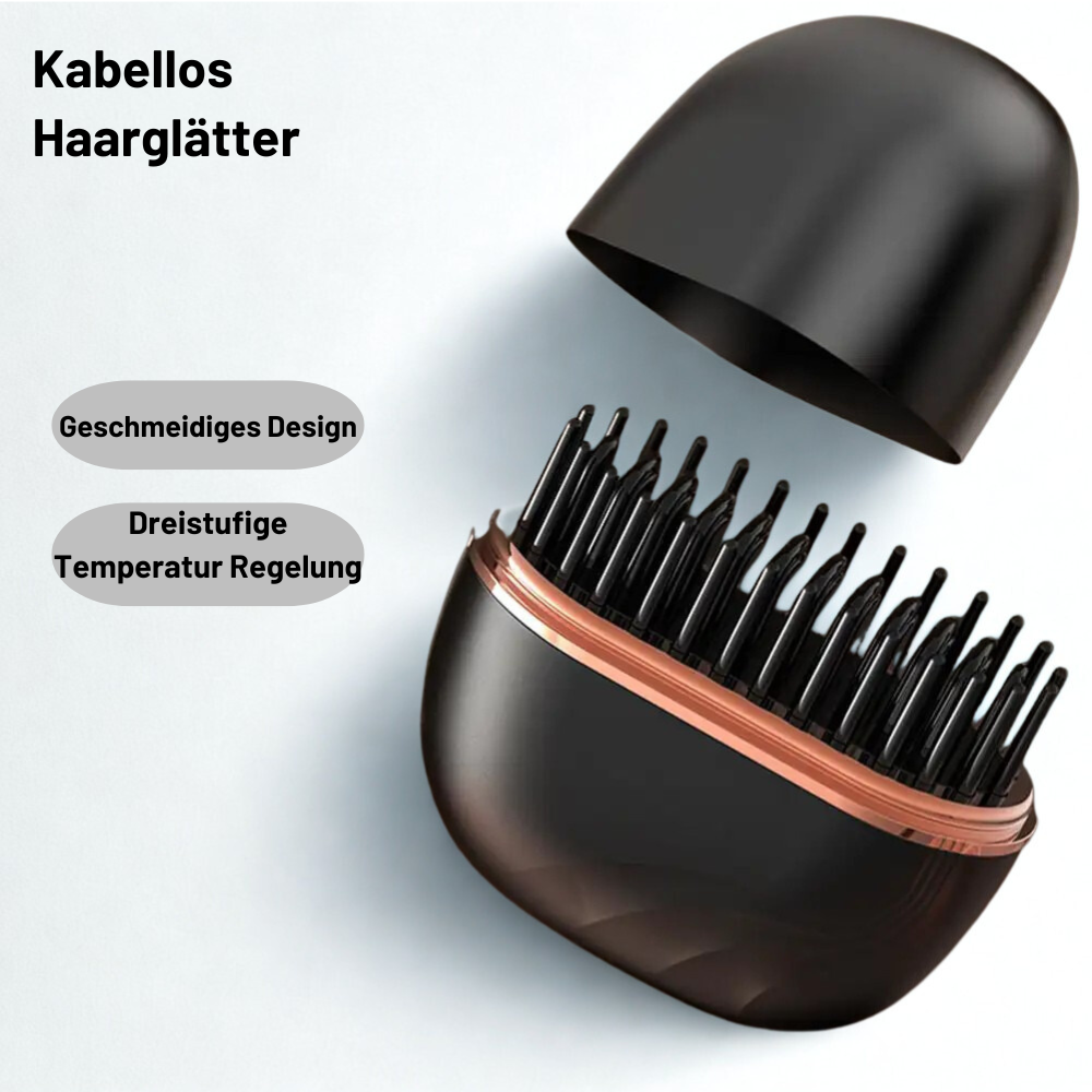 Lunara™ 2-in-1 Glättbürste – Elektrische Haarbürste mit 3 Temperaturstufen | Tragbarer Mini-Haarglätter für Frauen | Anti-Verbrühungs-Design & schnelle Aufheizung