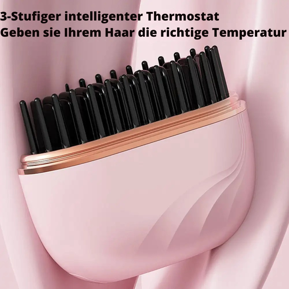 Lunara™ 2-in-1 Glättbürste – Elektrische Haarbürste mit 3 Temperaturstufen | Tragbarer Mini-Haarglätter für Frauen | Anti-Verbrühungs-Design & schnelle Aufheizung