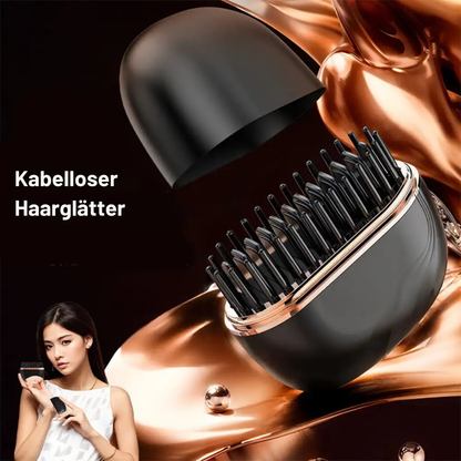 Lunara™ 2-in-1 Glättbürste – Elektrische Haarbürste mit 3 Temperaturstufen | Tragbarer Mini-Haarglätter für Frauen | Anti-Verbrühungs-Design & schnelle Aufheizung