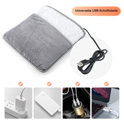 Beheizbares USB-Fußwärmekissen – Weiches Plüsch-Heizkissen für warme Füße | Waschbar, schlaffördernd & ideal für Winter & Haushalt