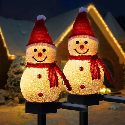 Solar Schneemann Gartenlicht – Weihnachts-Outdoor Pfahllicht mit LED & automatischer Solarbeleuchtung