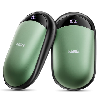 oldSky 2-in-1 Handwärmer (2 Stück) – Wiederaufladbarer Taschenwärmer mit Magnet, Digitalanzeige & Powerbank-Funktion | Geschenk & Outdoor-Begleiter