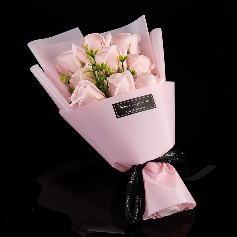 Duftender Blumenstrauß mit Herz – 9 Rosen-Seifenblumen für Geschenk, Deko & Wohlfühlmomente