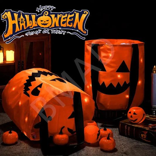 Halloween LED-Kürbis-Eimer – 1–40 Stück leuchtende Süßigkeitseimer & Trick-or-Treat Taschen | Faltbare Candy-Buckets für Kinder & Partydeko