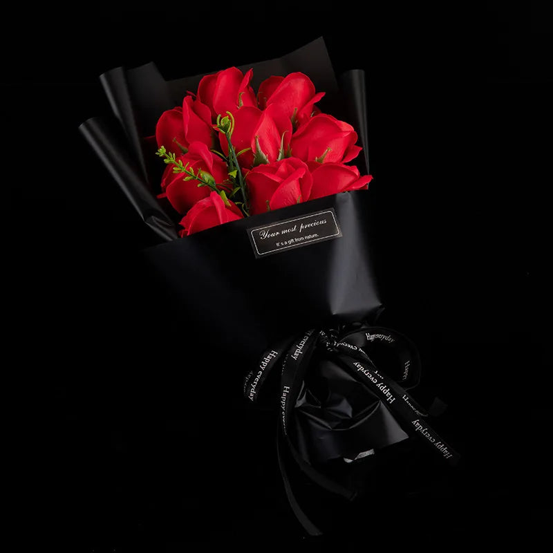 Duftender Blumenstrauß mit Herz – 9 Rosen-Seifenblumen für Geschenk, Deko & Wohlfühlmomente